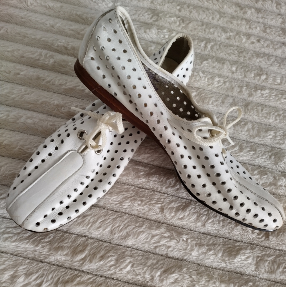 Vintage,1950, White Perforated Leather Hush Puppies